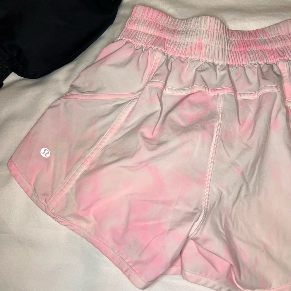Pink tie dye print lululemon shorts